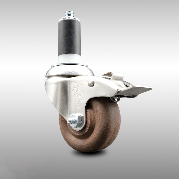 Service Caster 3 Inch 316SS High Temp Glass Filled Nylon 1-1/4 Inch Stem Caster Lock Brake SCC SCC-SS316TTLEX20S314-GFNSHT-114 - main